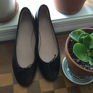 Black Leather Flats